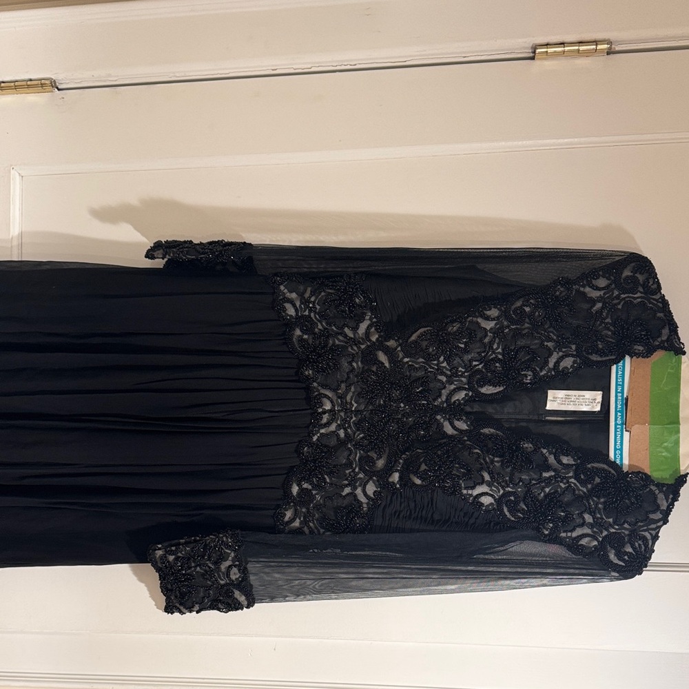 Vintage beaded and Black Lace Evening Dress